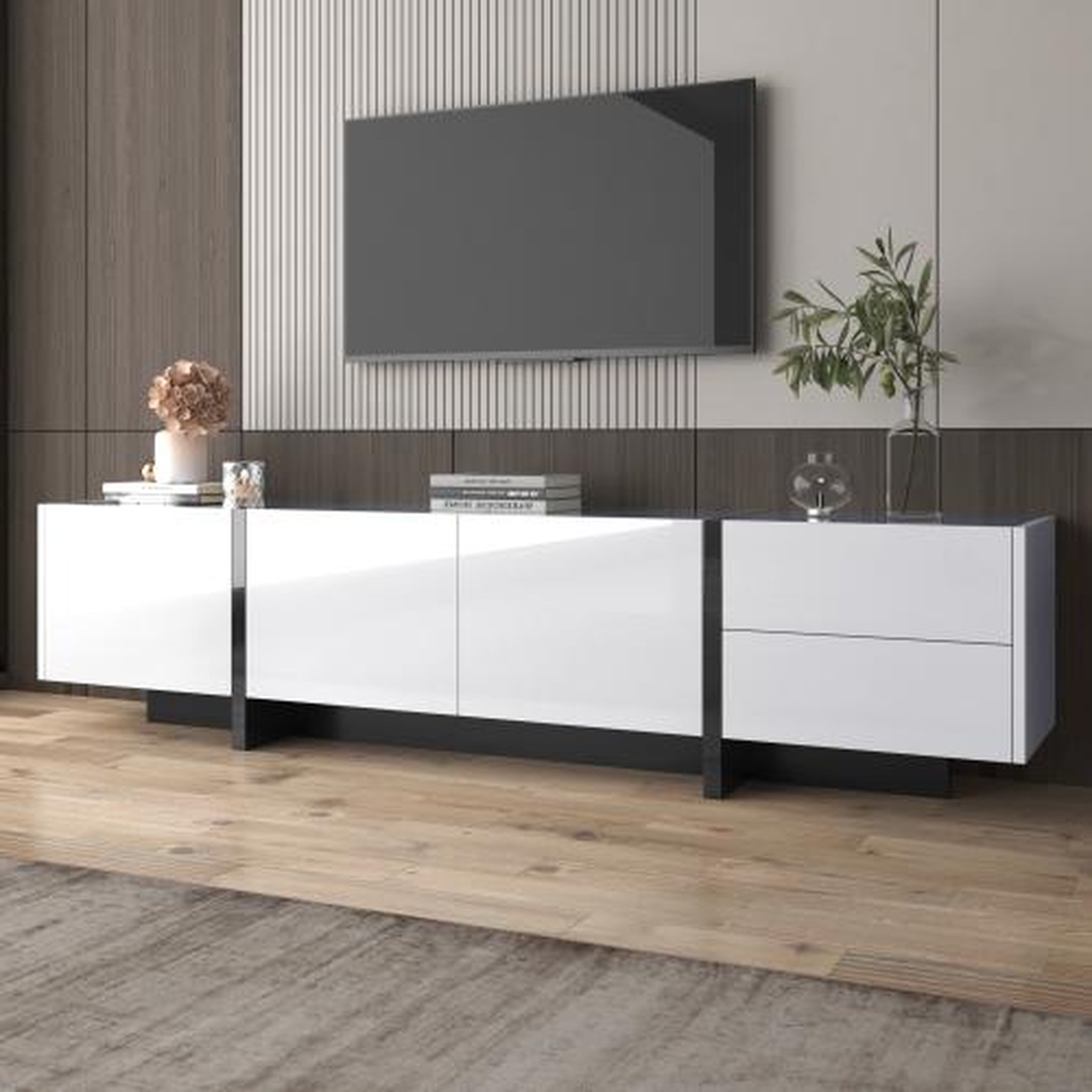Voir la diapositive 4 : MERAX Meuble tv blanc 190 cm panneau de particules