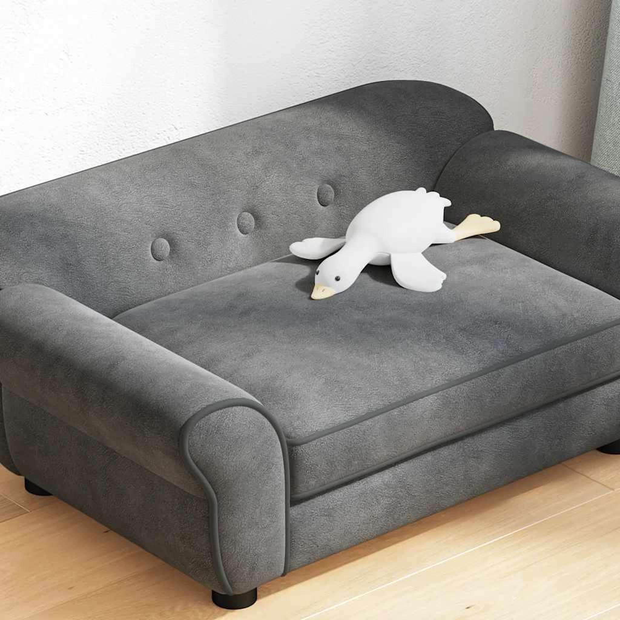 Voir la diapositive 4 : VIDAXL Canape pour chien gris fonce 72x45x30 cm peluche