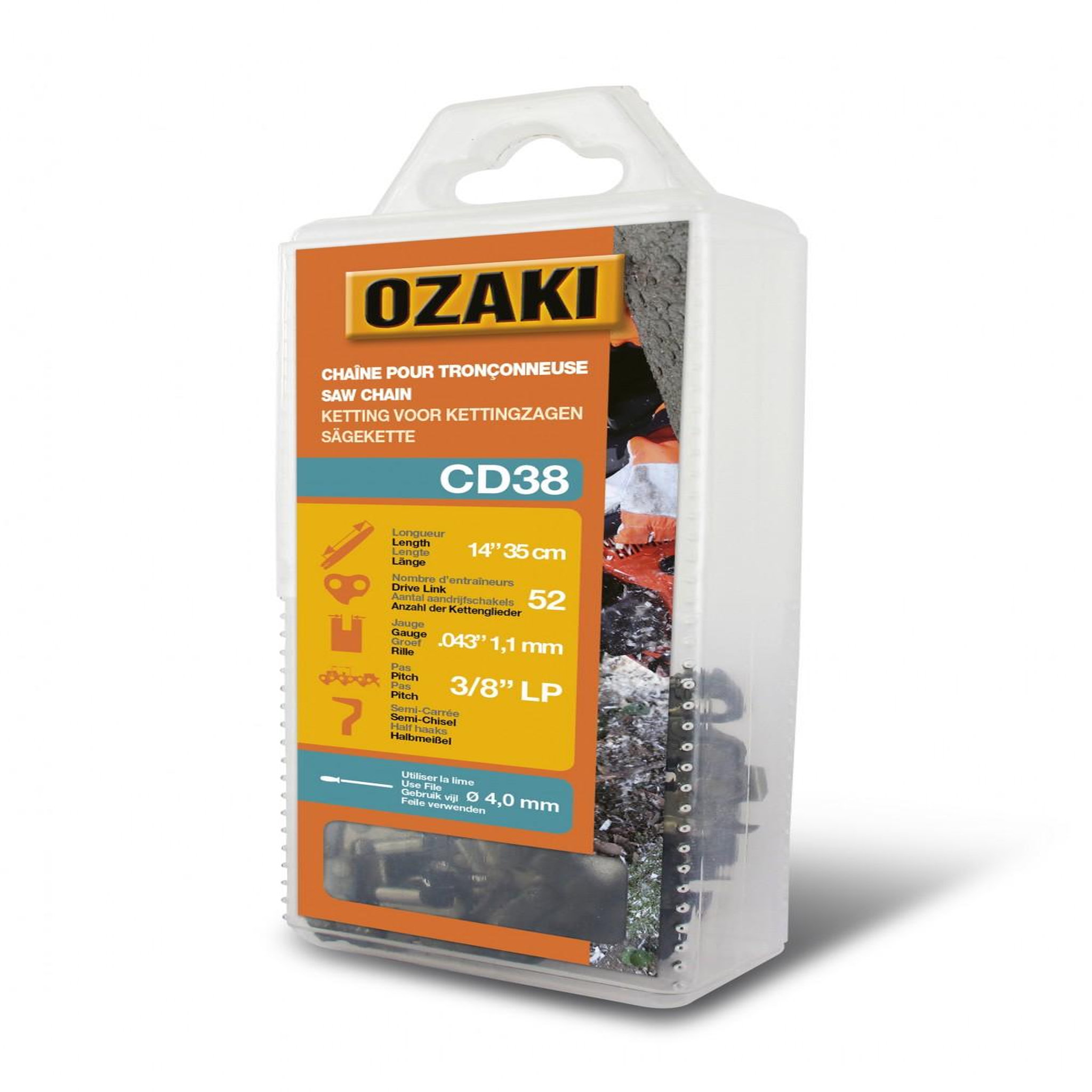 OzaKI Chaîne de tronçonneuse OZAKI semi carrée: .3/8 LP .043 (1,1mm) 52 entraîneurs