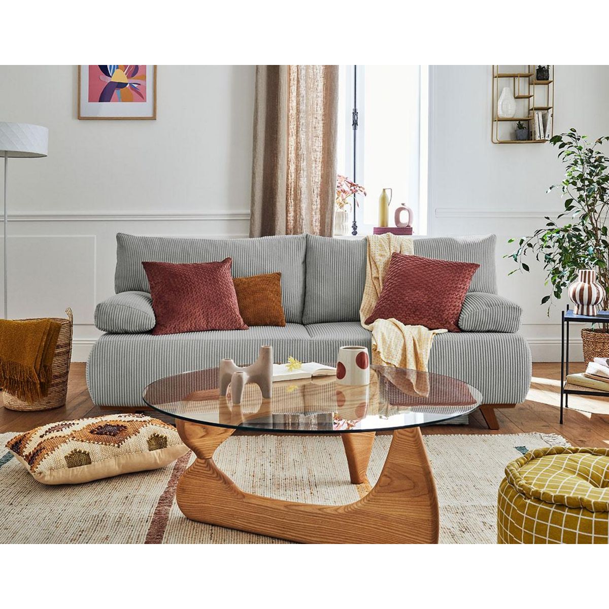 BEST MOBILIER Cristal - canapé 3 places - convertible avec coffre - en velours côtelé