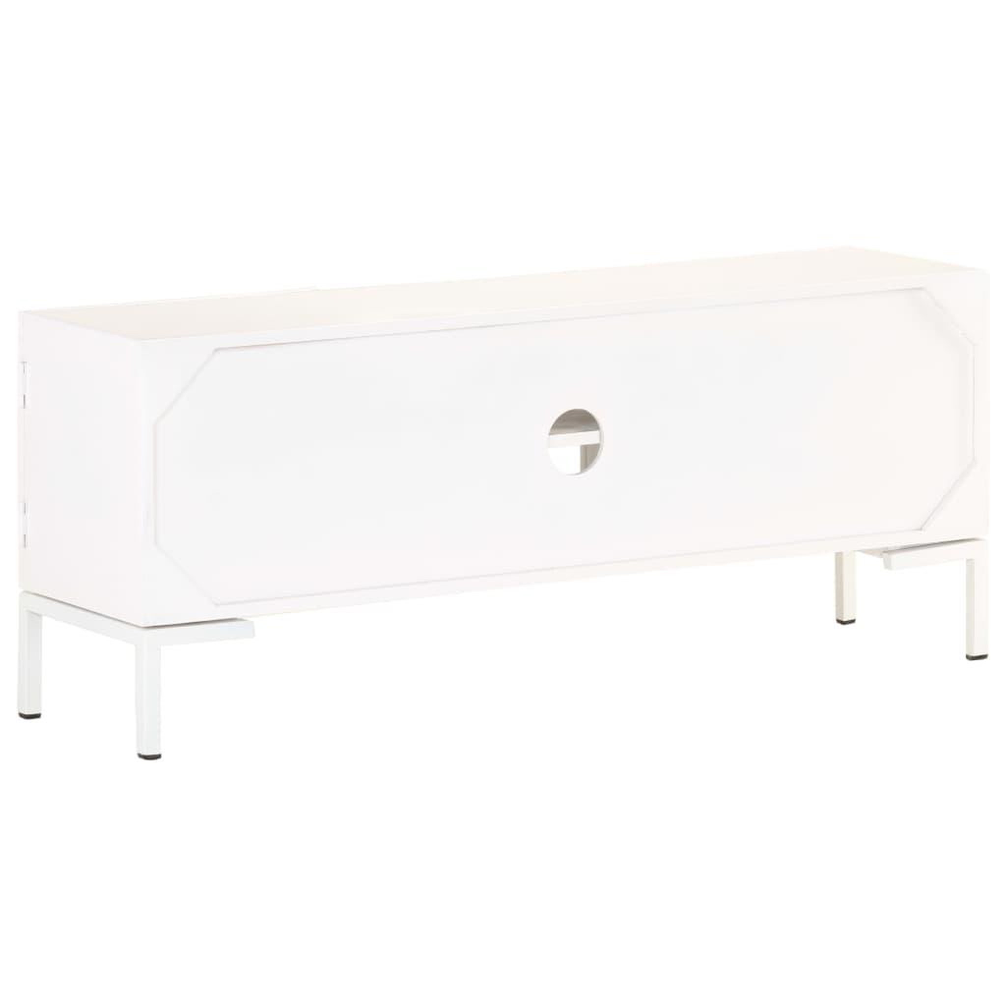 Voir la diapositive 5 : VIDAXL Meuble tv blanc 115x30x46 cm bois massif de manguier