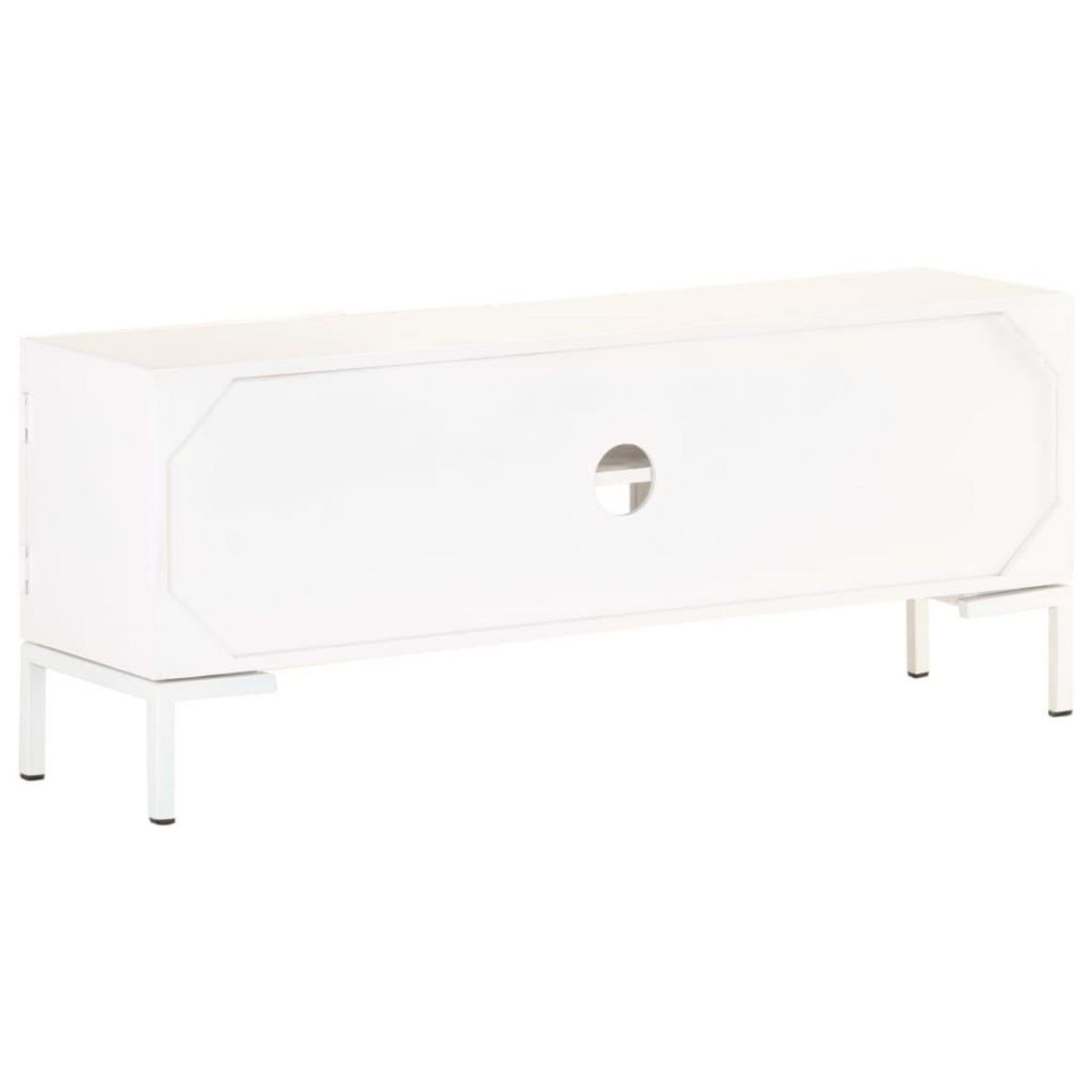 VIDAXL Meuble TV Blanc 115x30x46 cm Bois massif de manguier