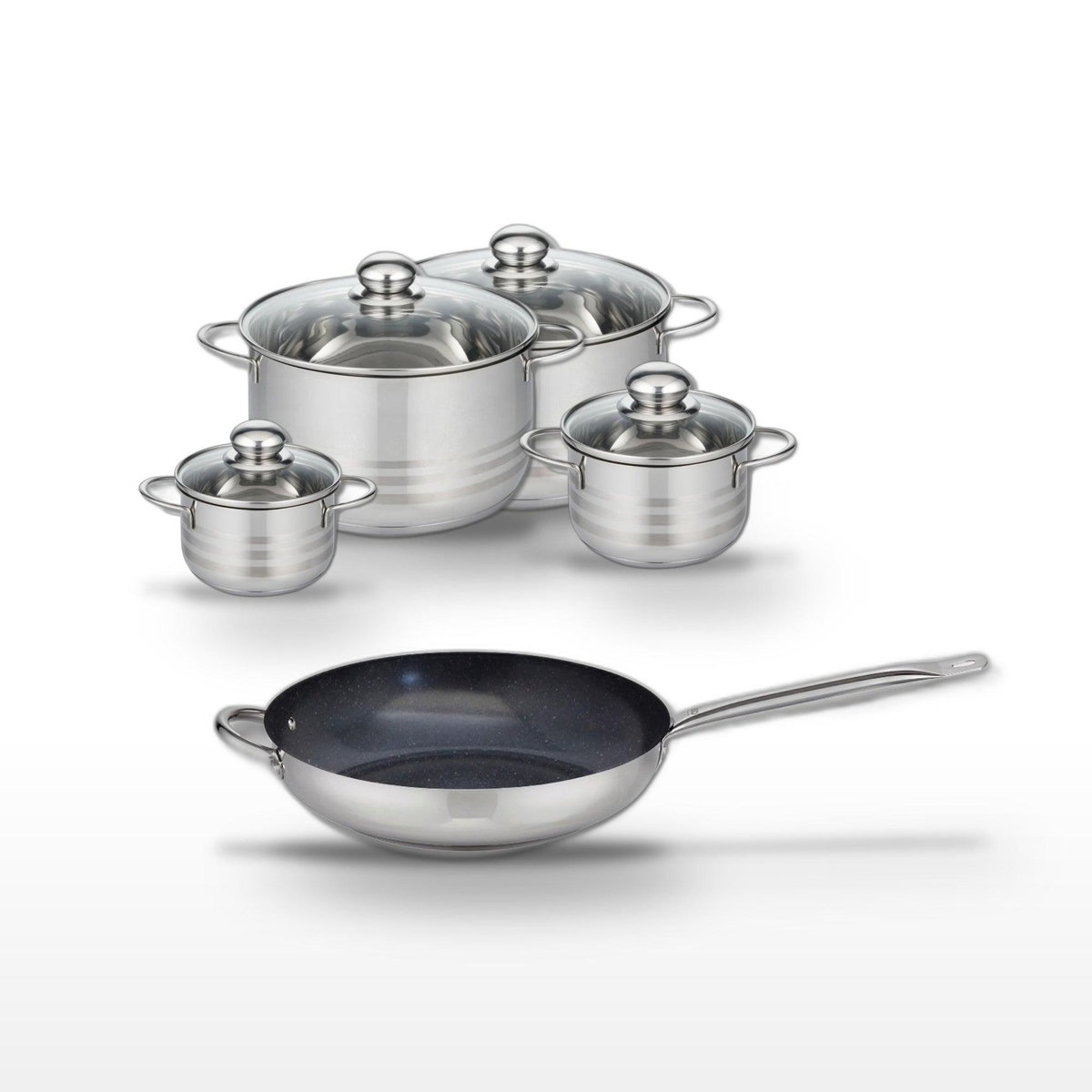 ELO Lot Poêle 32 cm et 4 Faitouts 12/14/20/24 cm Elo Profi Therm Platinum