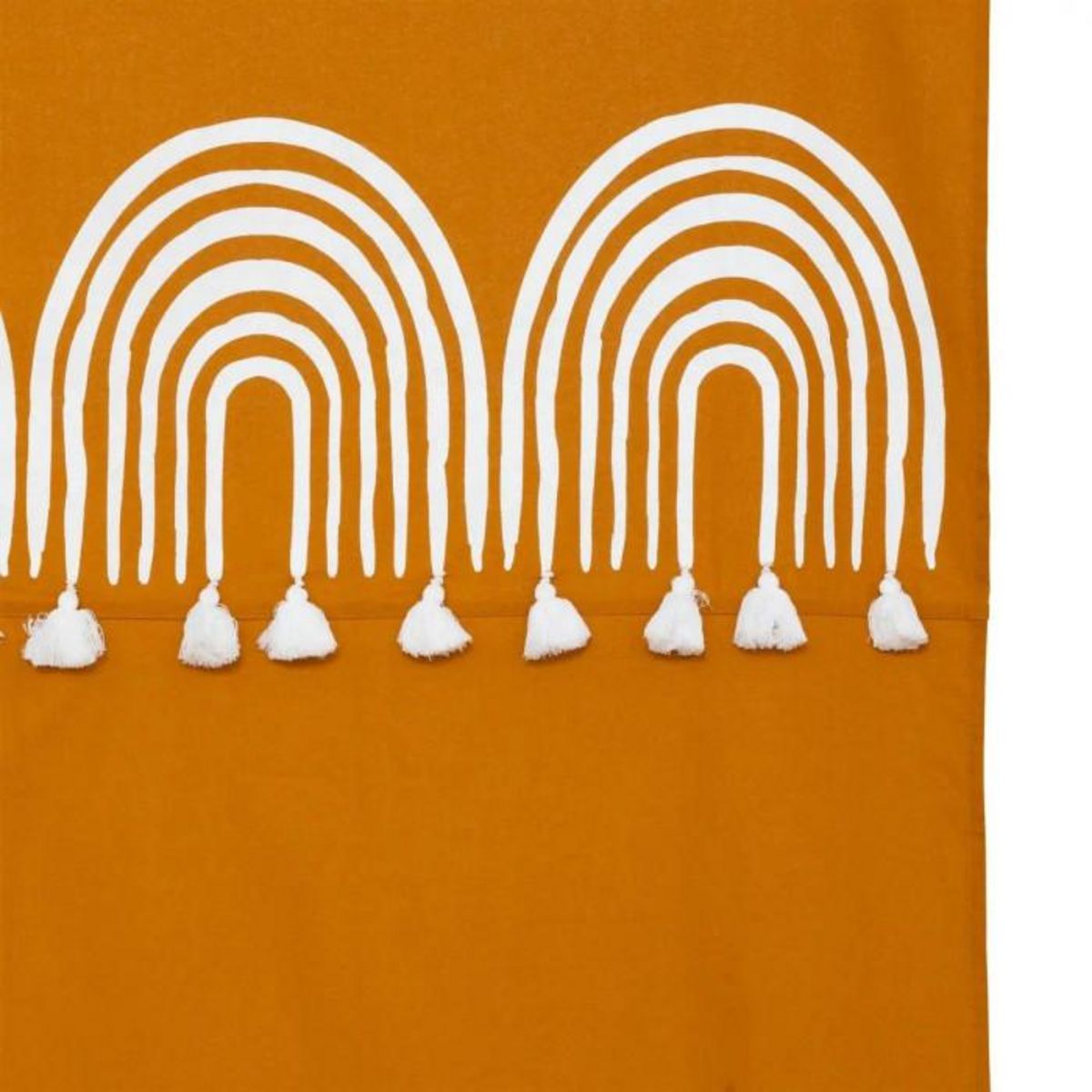 ATMOSPHERA Rideau Imprimé à Pompons  Soleya  140x260cm Moutarde