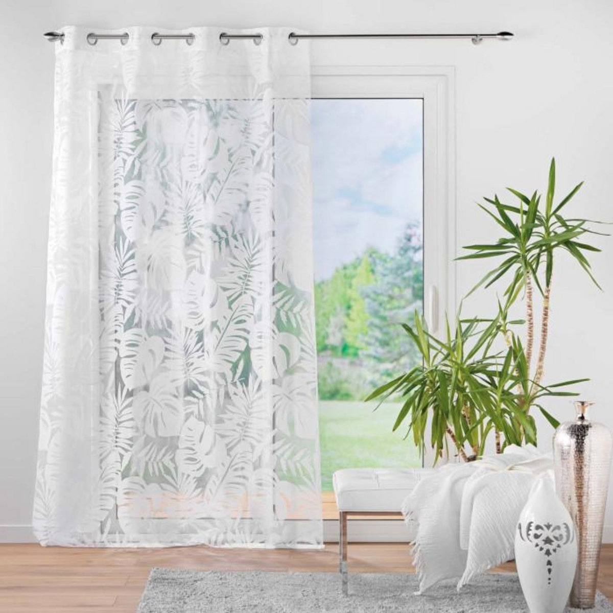 Paris Prix Rideau Voilage à Œillets  Magnolia  140x240cm Blanc