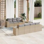 VIDAXL Salon de jardin avec coussins 8 pcs beige resine tressee