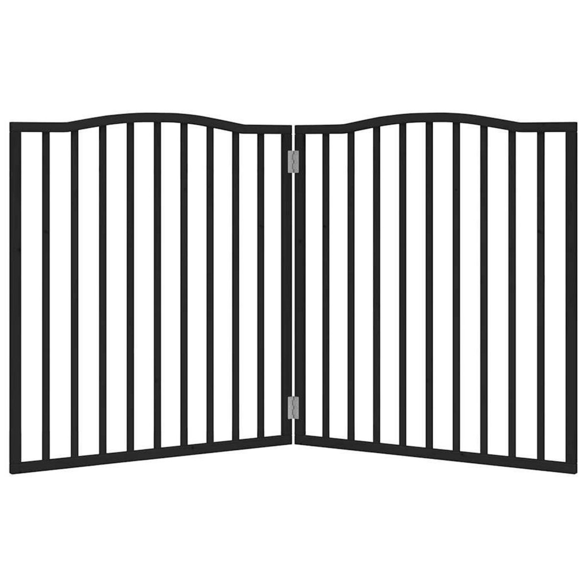 VIDAXL Barriere pour chien pliable 2 panneaux noir bois de peuplier