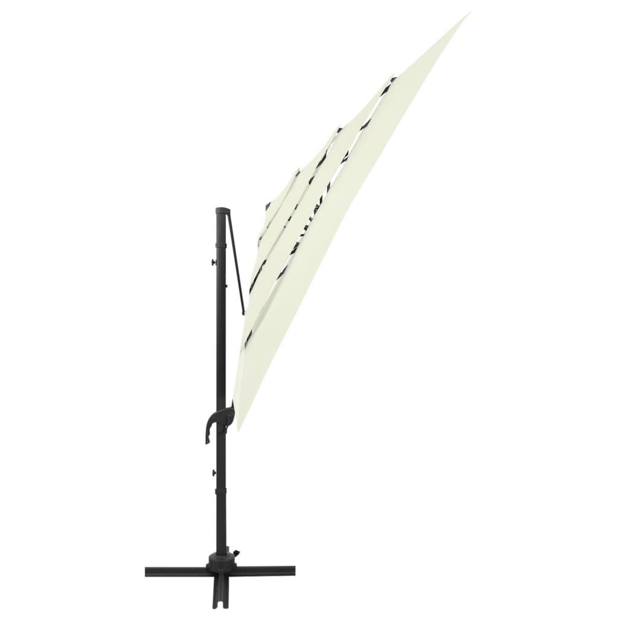 Voir la diapositive 2 : VIDAXL Parasol de jardin a 4 niveaux avec mat en aluminium sable