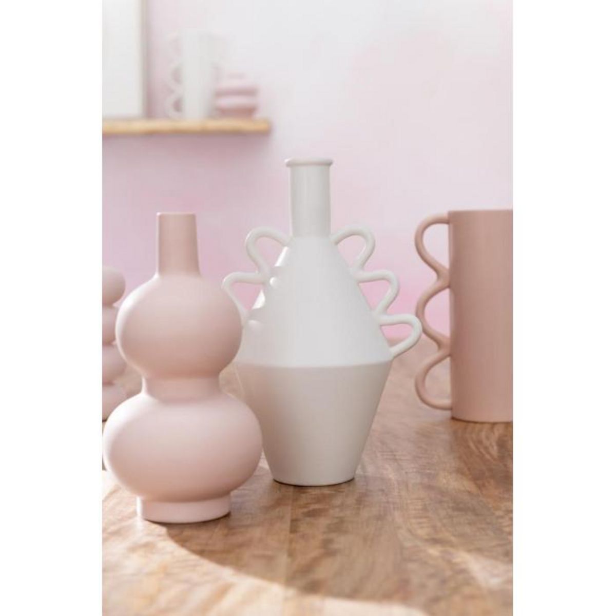 Paris Prix Vase Design avec Anse Vague  Pinky Perfect  26cm Rose