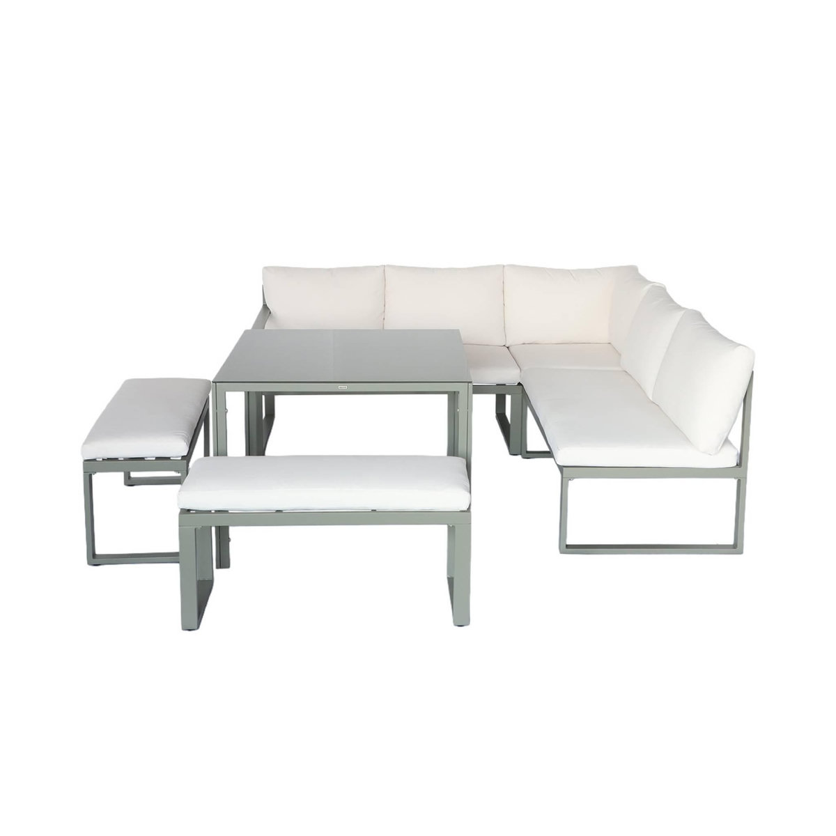 SWEEEK Salon. table de jardin aluminium 9 places kaki et beige - Convivio