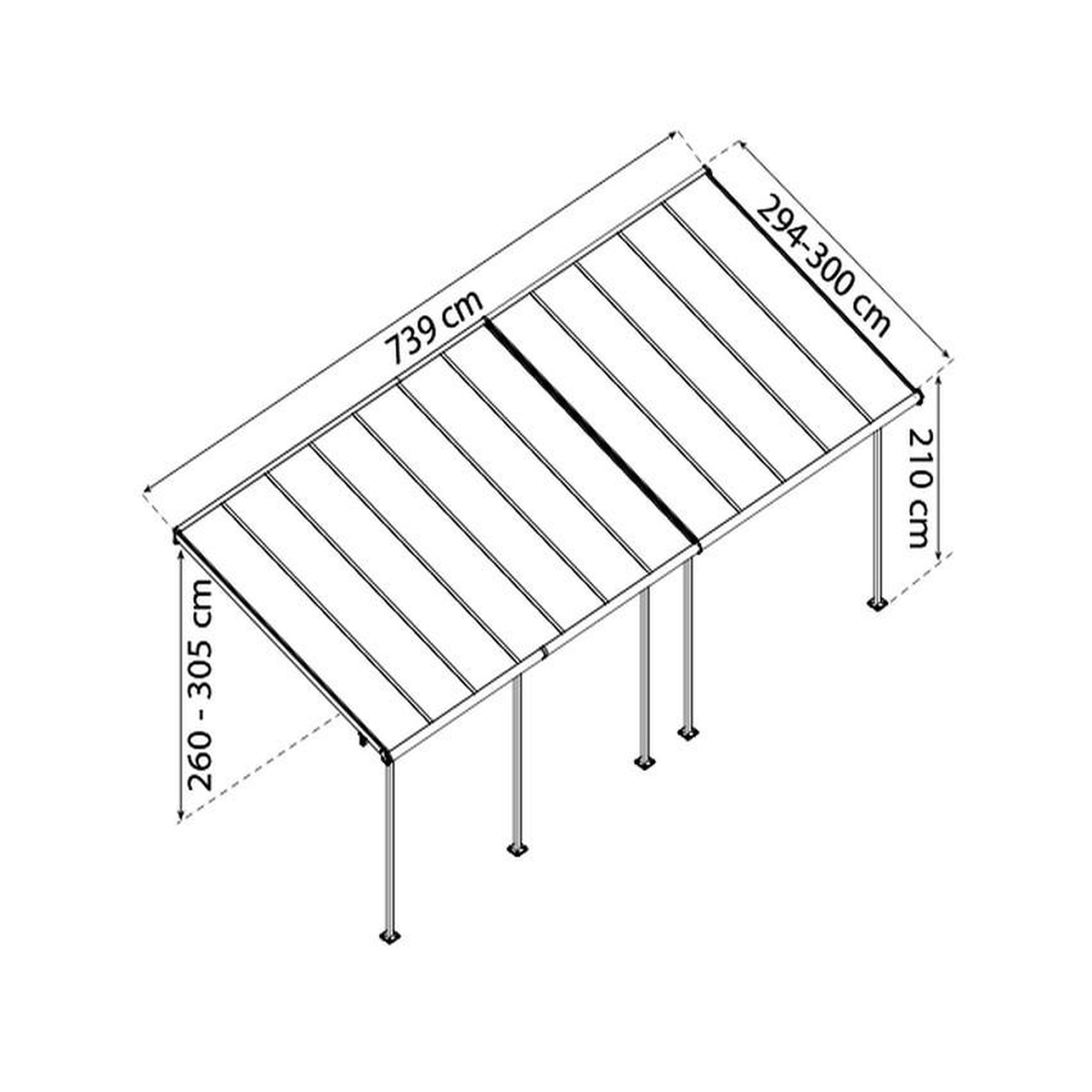 Voir la diapositive 2 : Palram Pergola 22.2m² gris anthracite - 705603