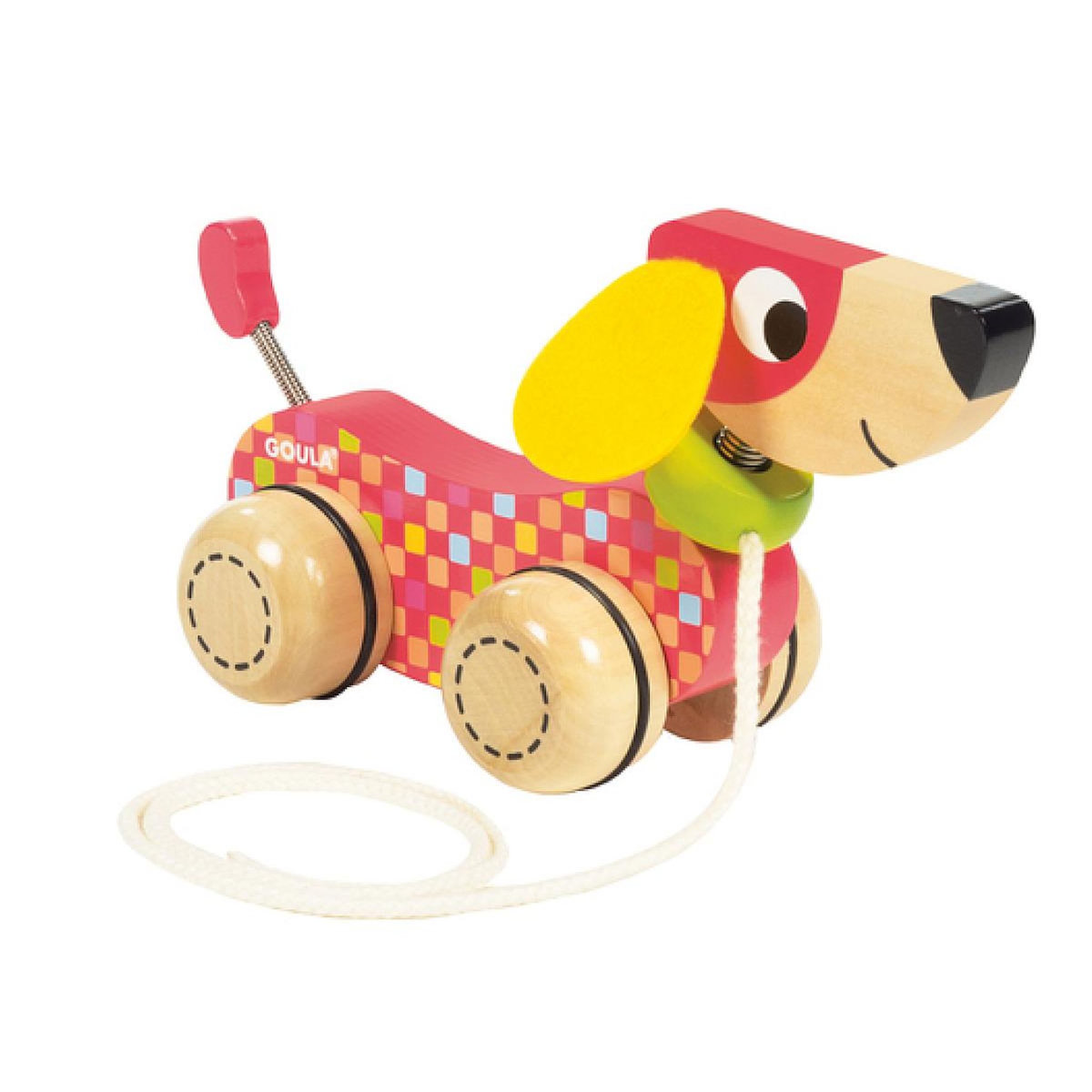 Goula Chien à tirer multicolor en bois