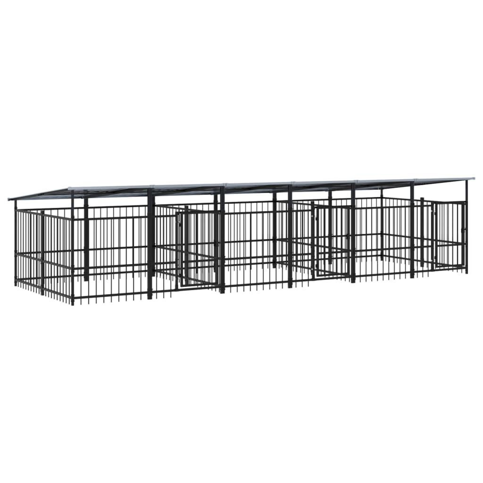 Voir la diapositive 2 : VIDAXL Chenil d'exterieur avec toit pour chiens Acier 11,26 m²