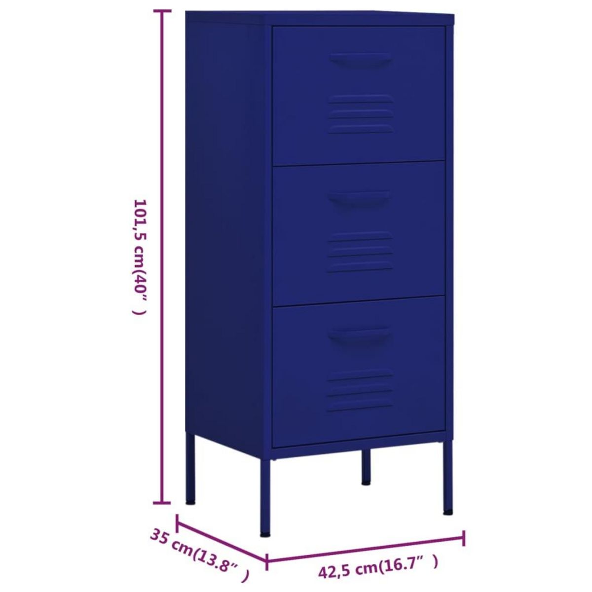 VIDAXL Armoire de rangement Bleu marine 42,5x35x101,5 cm Acier