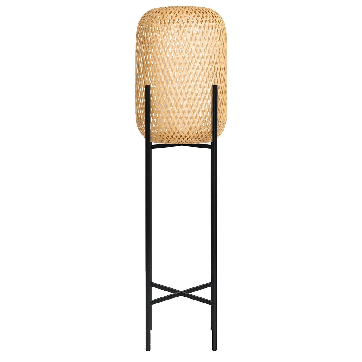 Lumisky Lampadaire sans fil STANLEY Beige Poly rotin H150cm