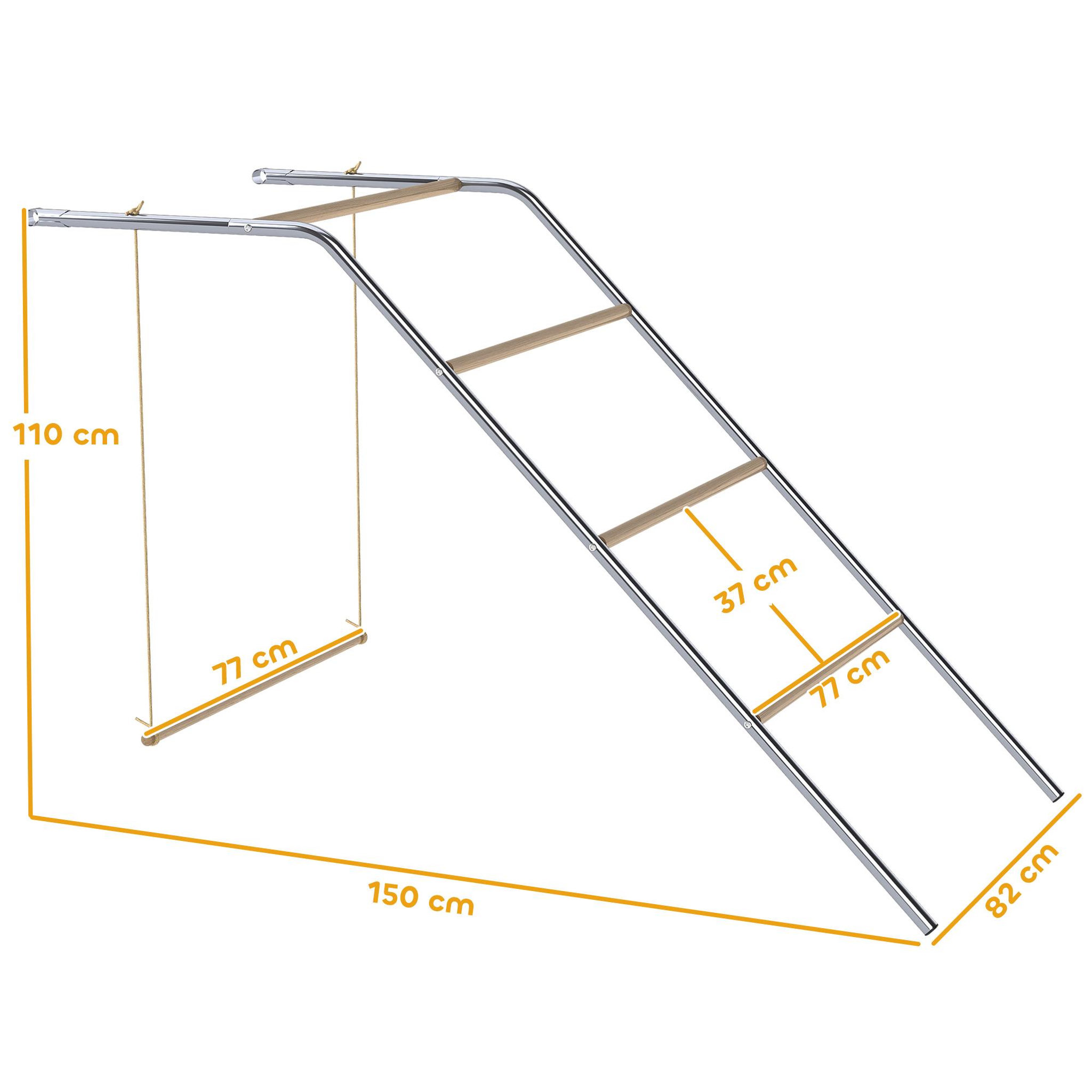 Voir la diapositive 3 : PAWHUT Perchoir balançoire pour poule - aire de jeu chicken activity - 150 x 82 x 110 cm - acier chromé bois verni