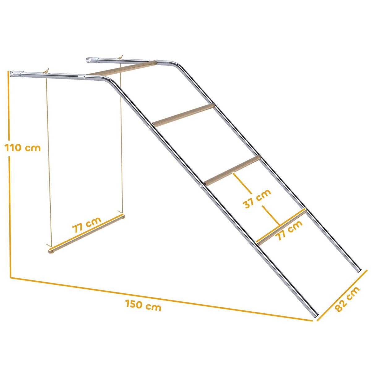 PAWHUT Perchoir balançoire pour poule - aire de jeu chicken activity - 150 x 82 x 110 cm - acier chromé bois verni