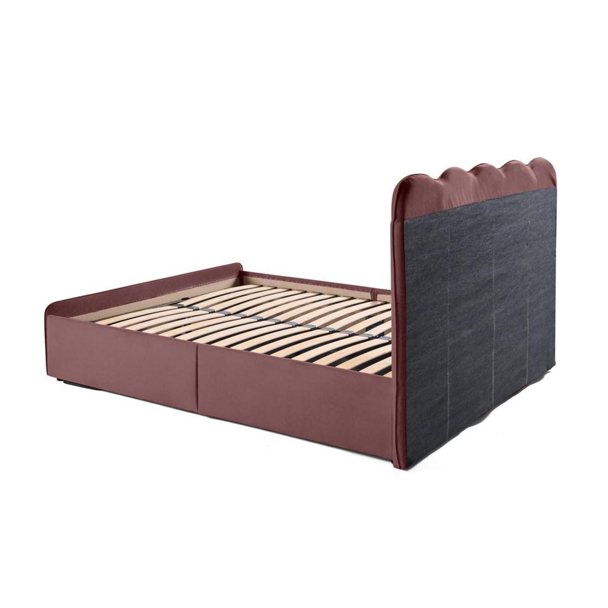 BEST MOBILIER Kahlo - lit coffre - 160x200 - en velours - sommier inclus