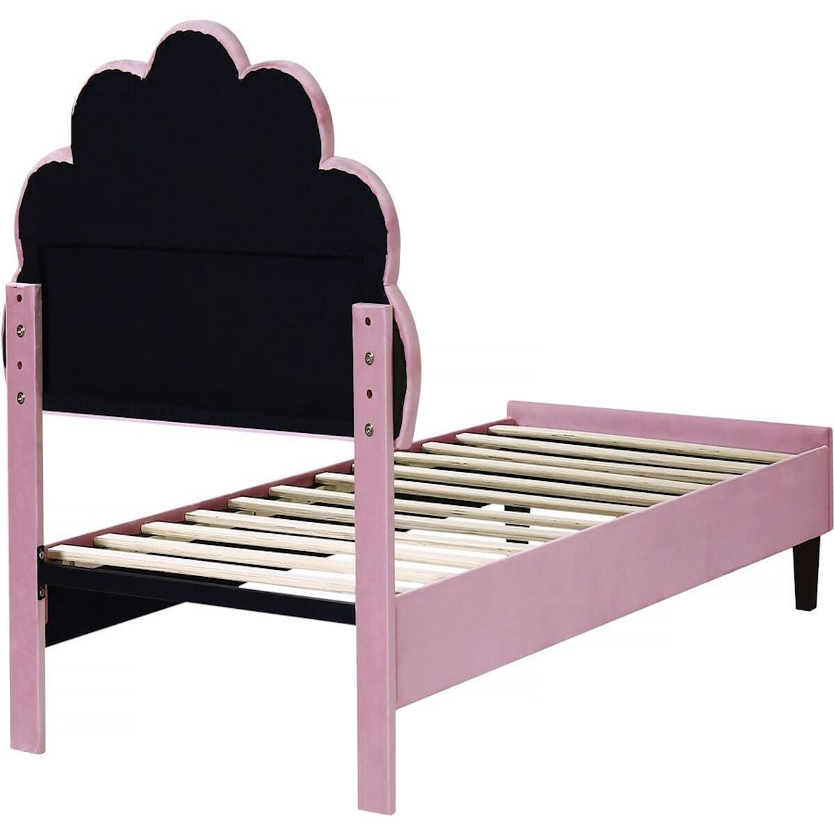 Habitat et Jardin Lit coquillage en velours  Manon  - 90 x 190 cm - Rose