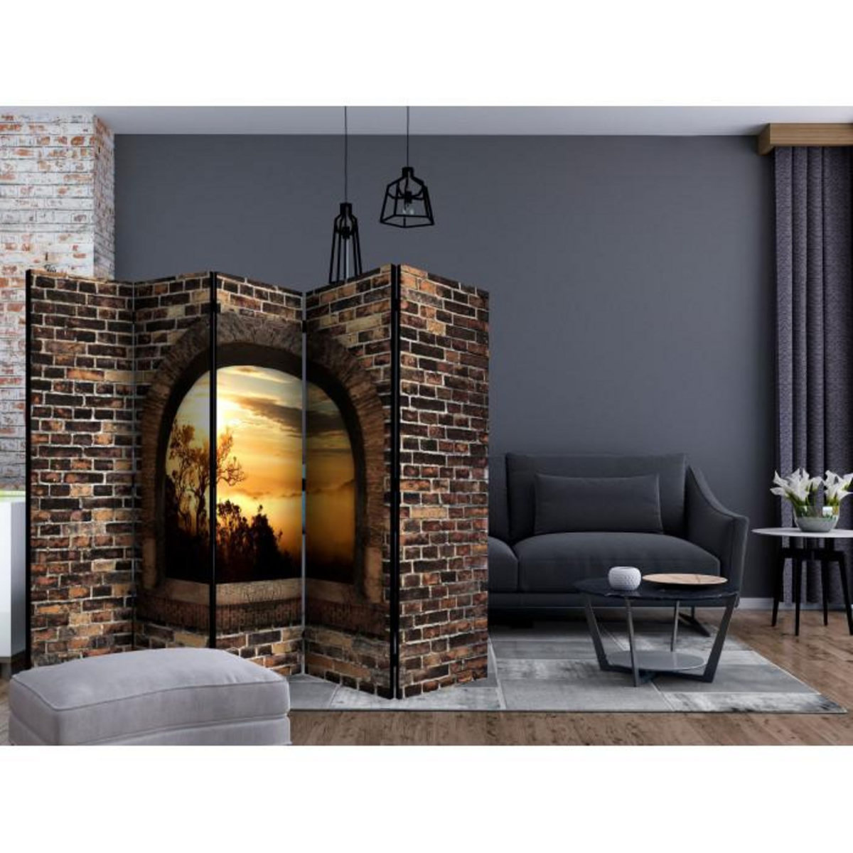 Paris Prix Paravent 5 Volets  Stony Window : Morning Mist  172x225cm