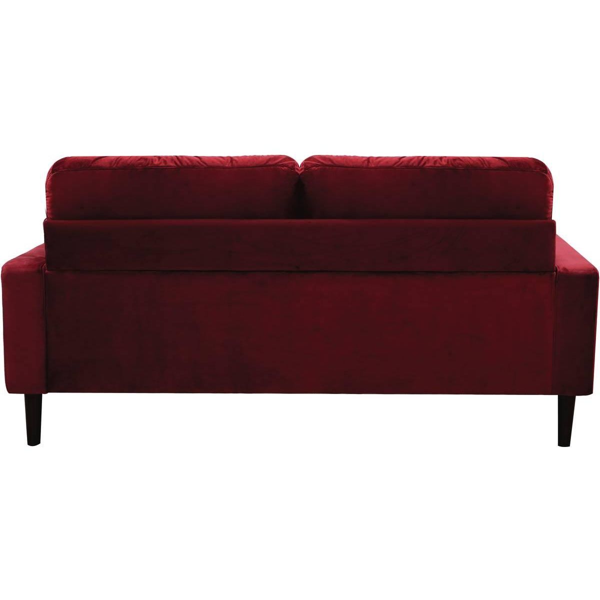 Habitat et Jardin Canapé droit fixe en velours  Monika  - 3 places - Bordeaux