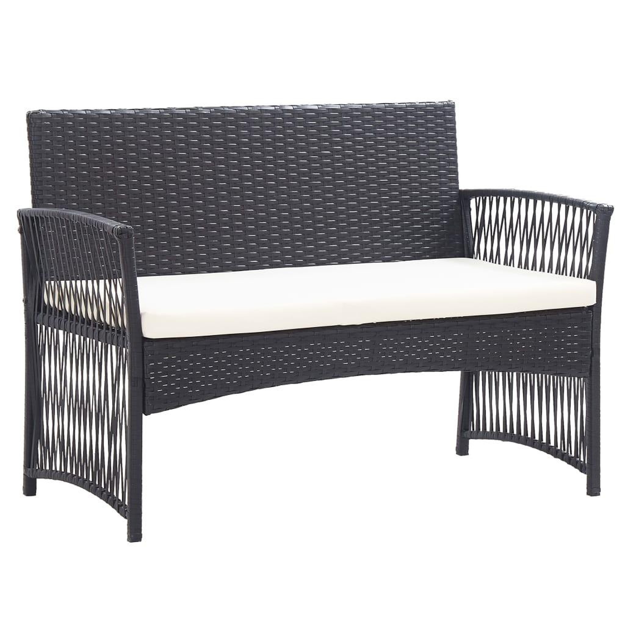 Voir la diapositive 3 : VIDAXL Salon de jardin 4 pcs avec coussin Resine tressee Noir