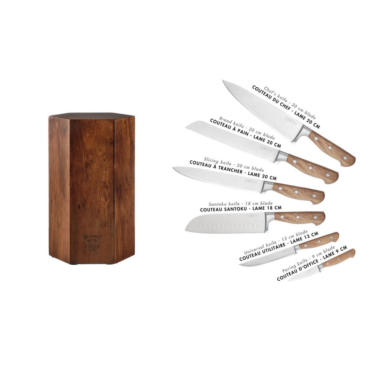 BJORN Bloc couteaux de cuisine JAKOB IMATRA - 7 pièces