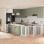 VIDAXL Barriere pour chien porte pliable 9panneaux blanc bois peuplier