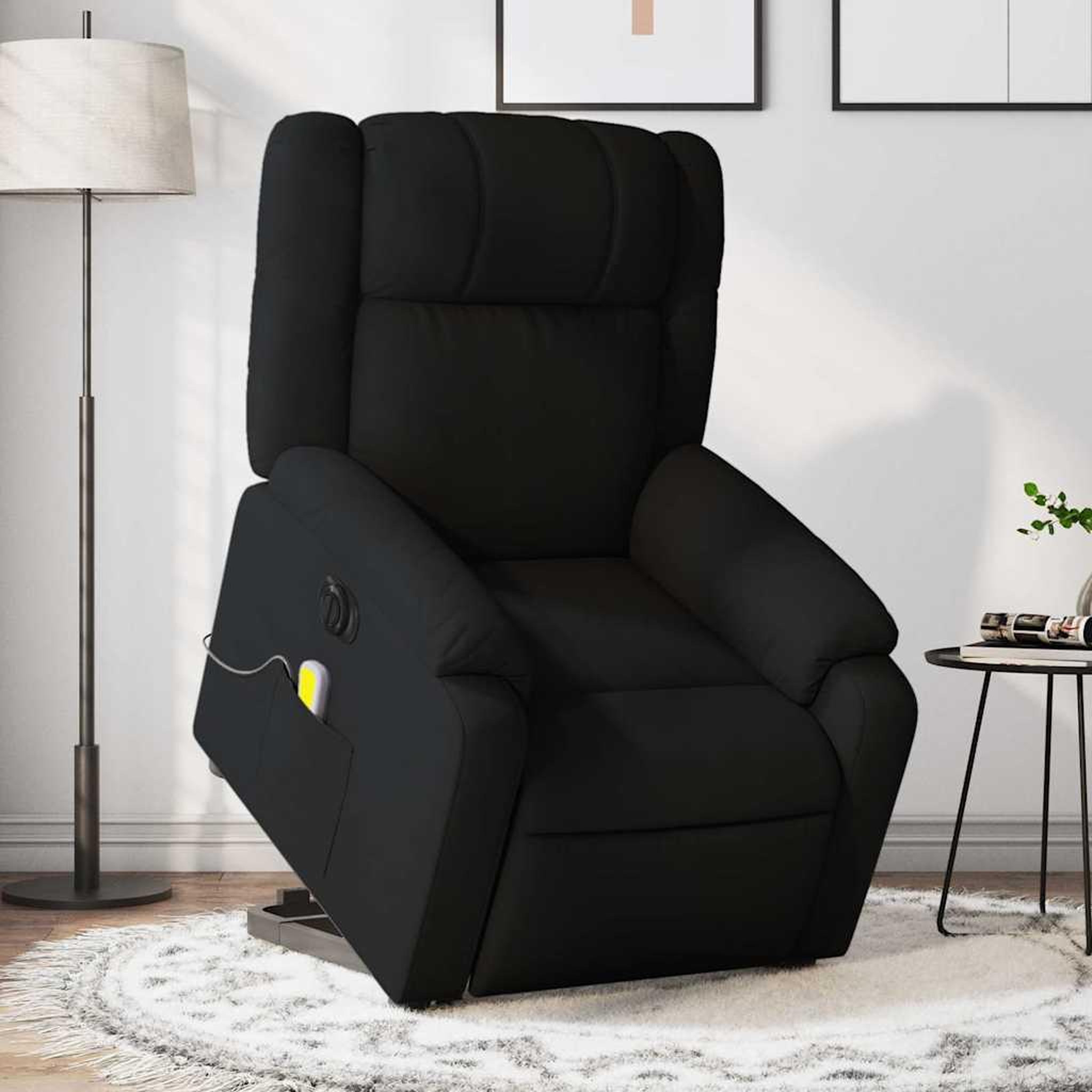 VIDAXL Fauteuil inclinable de massage electrique Noir Tissu