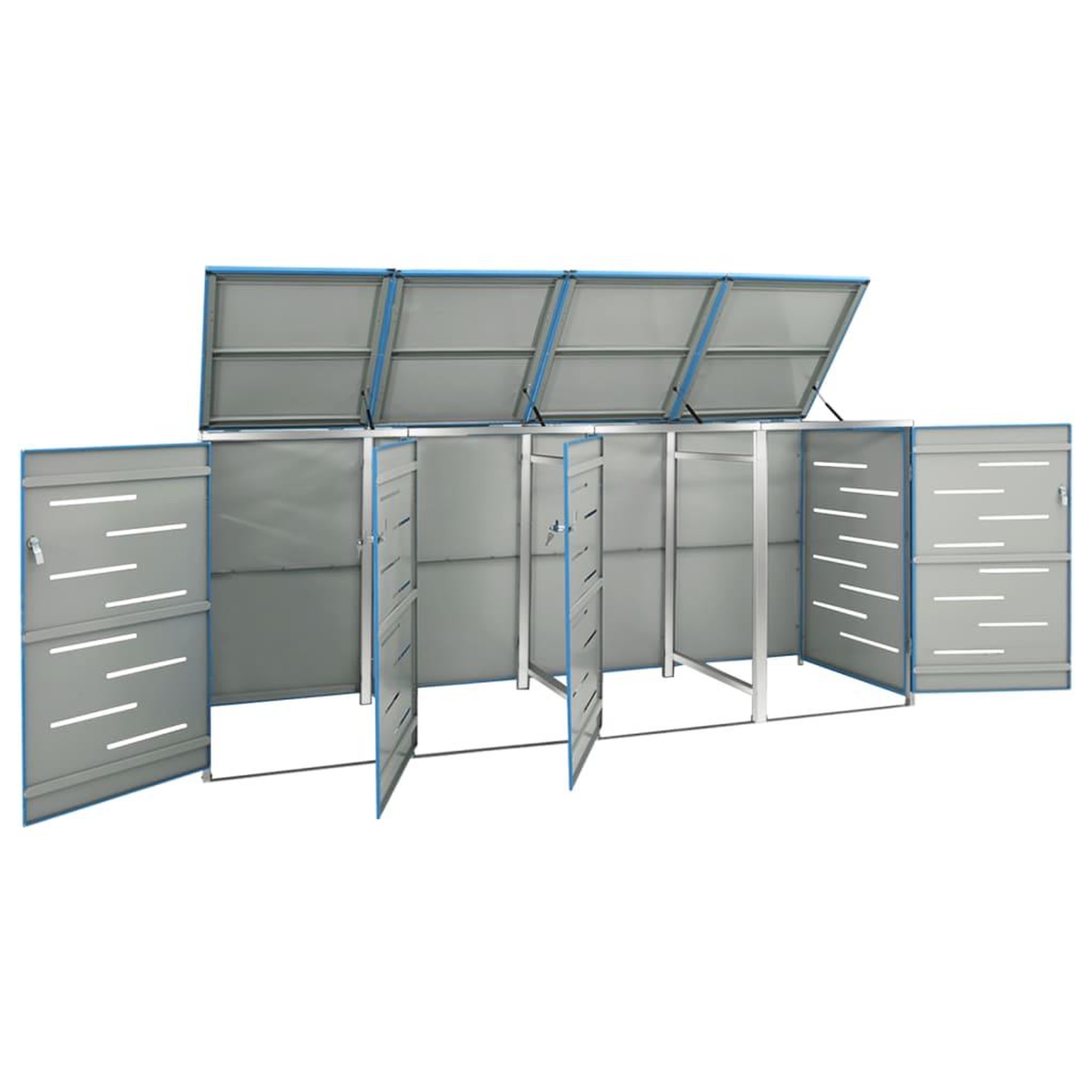Voir la diapositive 3 : VIDAXL Abri pour quatre poubelles 276,5x77,5x112,5 cm Inox