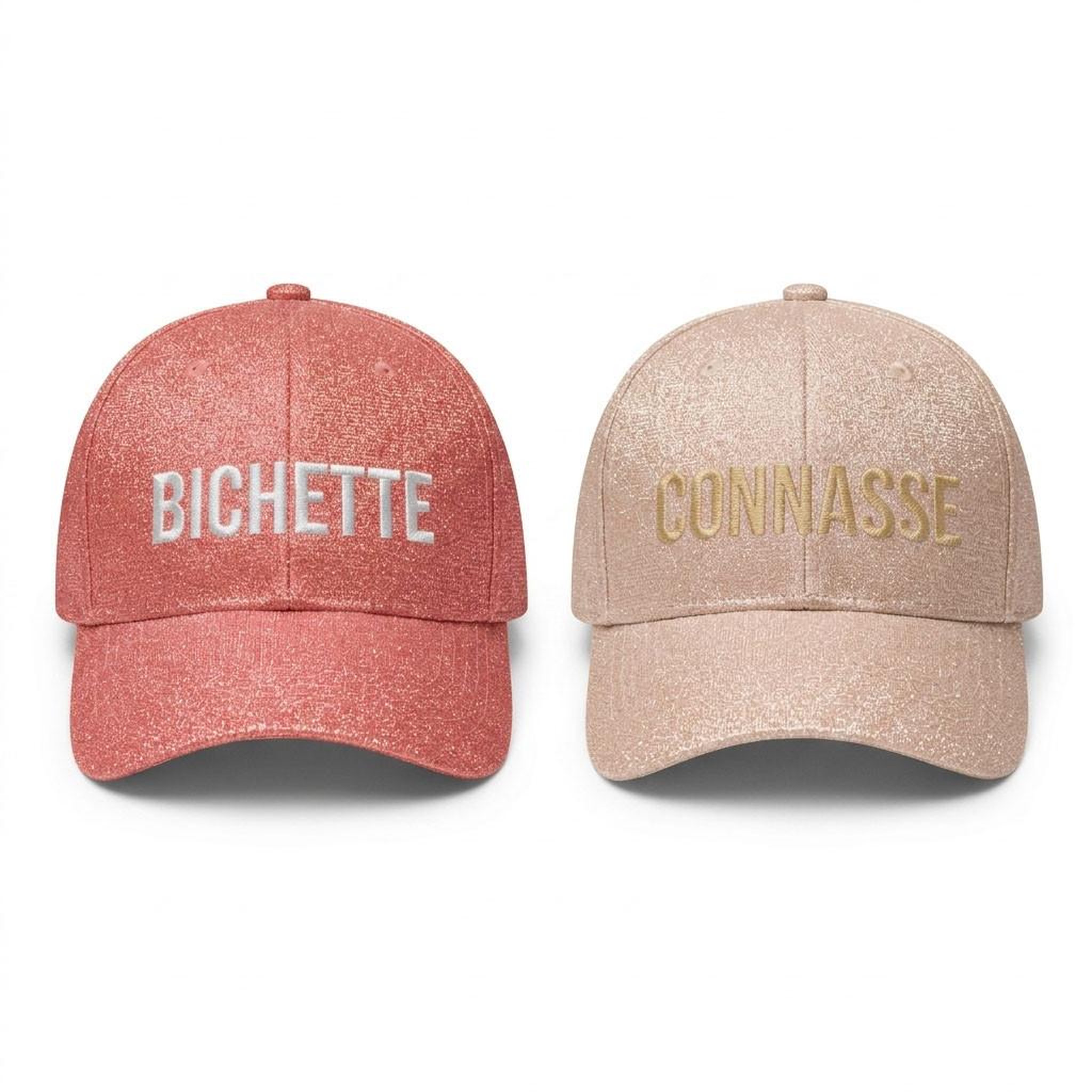 Voir la diapositive 1 : OZABI OZABI Lot 2 Casquettes Pailletées Femme – Message Brodé Fantaisie Humoristique