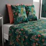 ATELIER DU COTON Parure de drap 100% coton 57fils zania. Coloris disponibles : Vert