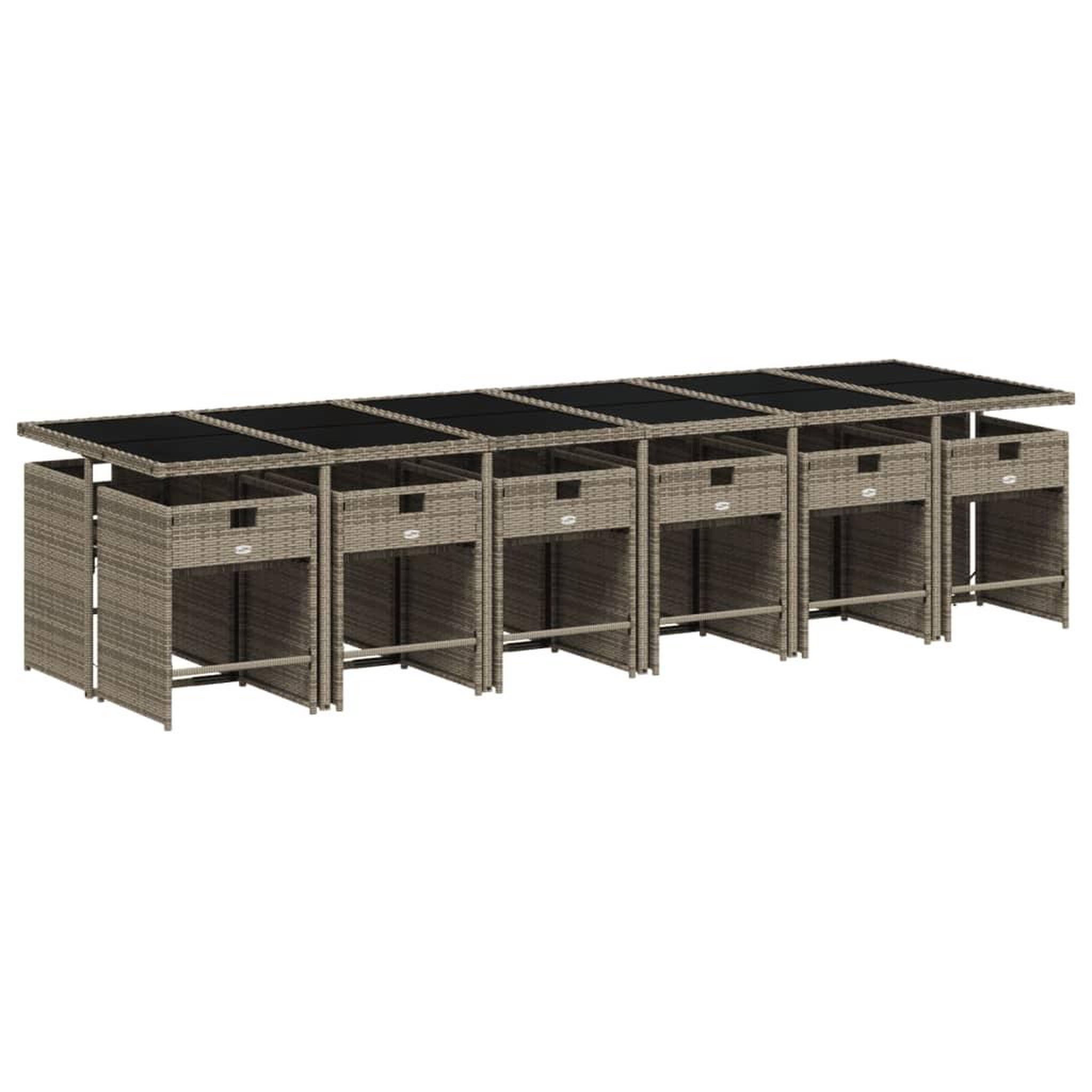 Voir la diapositive 3 : VIDAXL Ensemble a manger de jardin coussins 13 pcs gris resine tressee