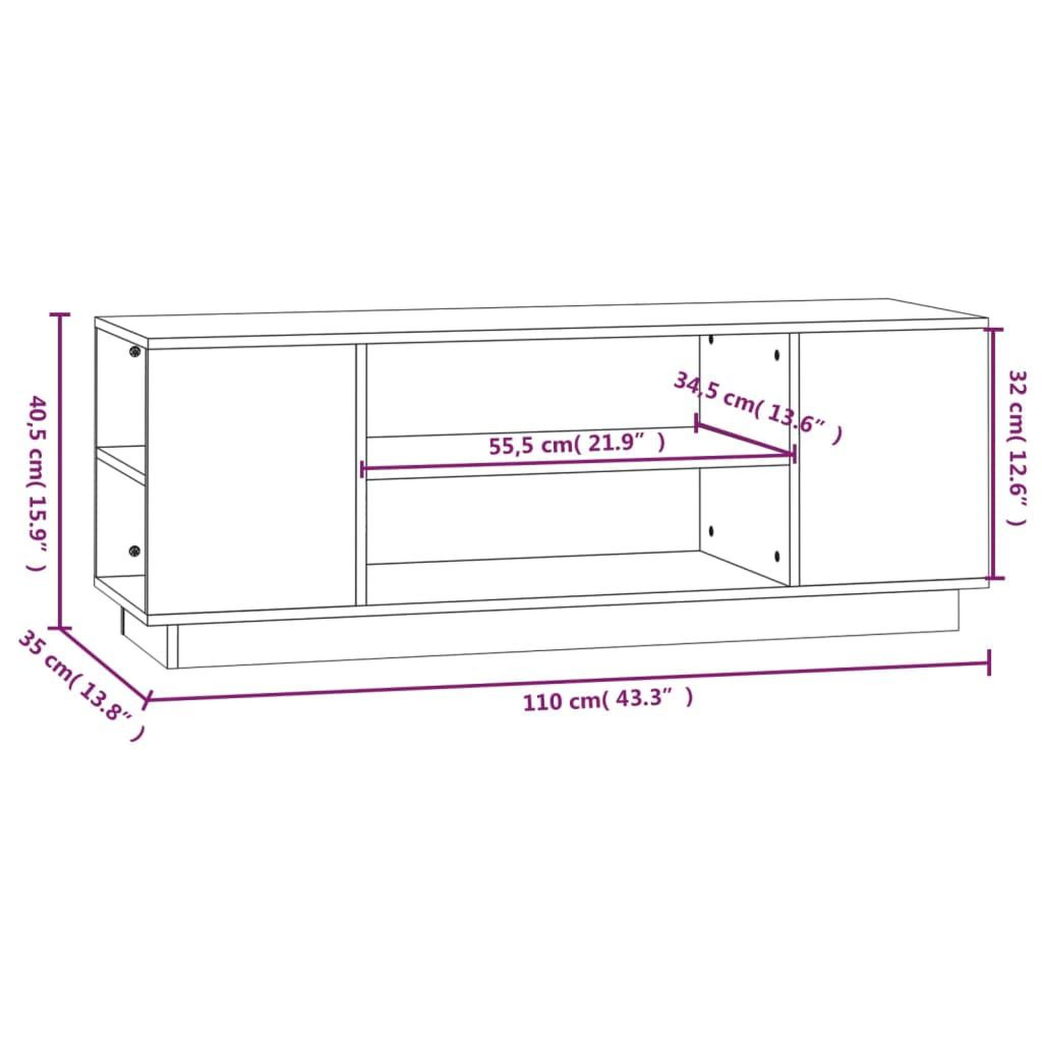 Voir la diapositive 6 : VIDAXL Meuble TV Marron miel 110x35x40,5 cm Bois de pin massif