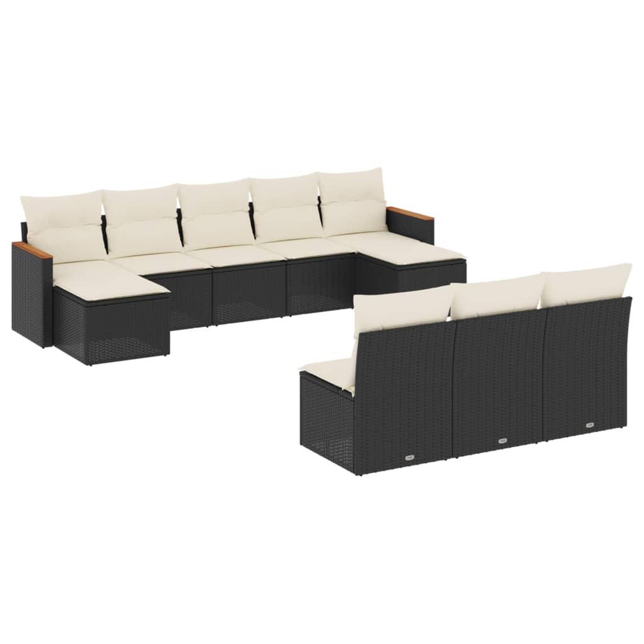 Voir la diapositive 2 : VIDAXL Salon de jardin 10 pcs avec coussins noir resine tressee