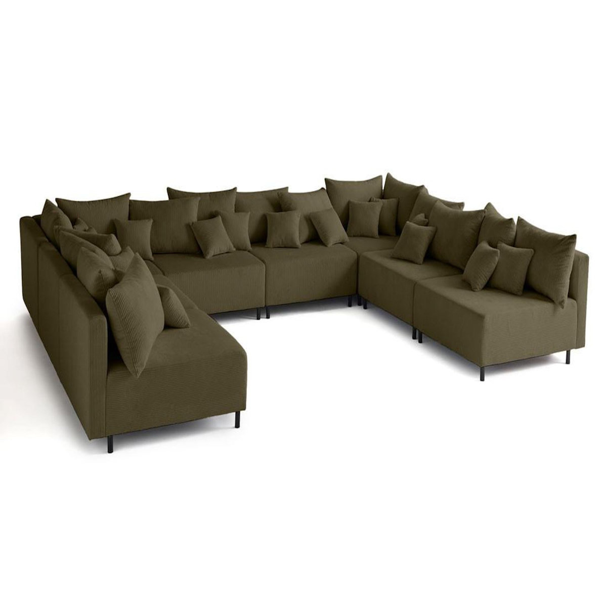 LISA DESIGN Edinburg - canapé modulable panoramique 8 places - en velours côtelé