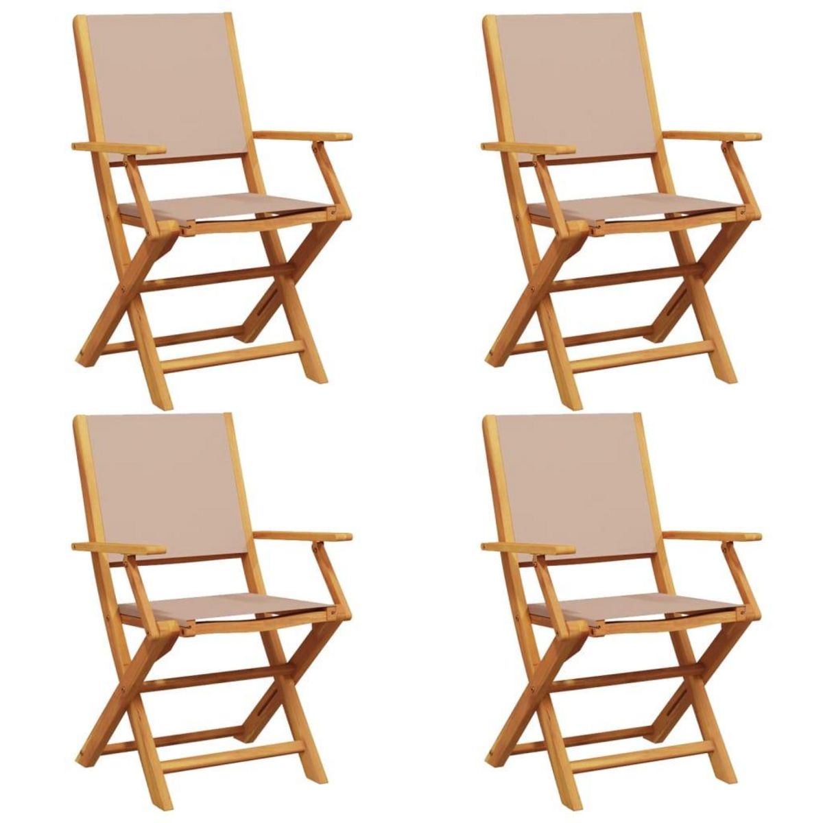 VIDAXL Chaises de jardin pliantes lot de 4 taupe tissu et bois massif