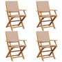 Voir la diapositive 2 : VIDAXL Chaises de jardin pliantes lot de 4 taupe tissu et bois massif