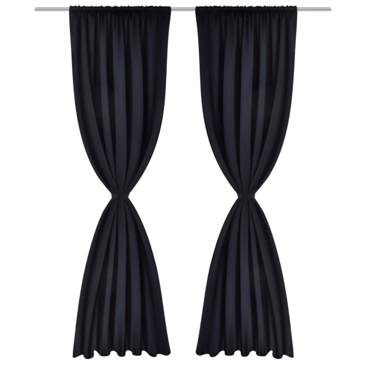 VIDAXL 2 pcs Rideau Blackout Occultant Noir Tete a Fente 135 x 245 cm