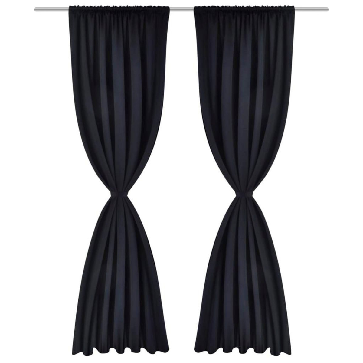 VIDAXL 2 pcs Rideau Blackout Occultant Noir Tete a Fente 135 x 245 cm