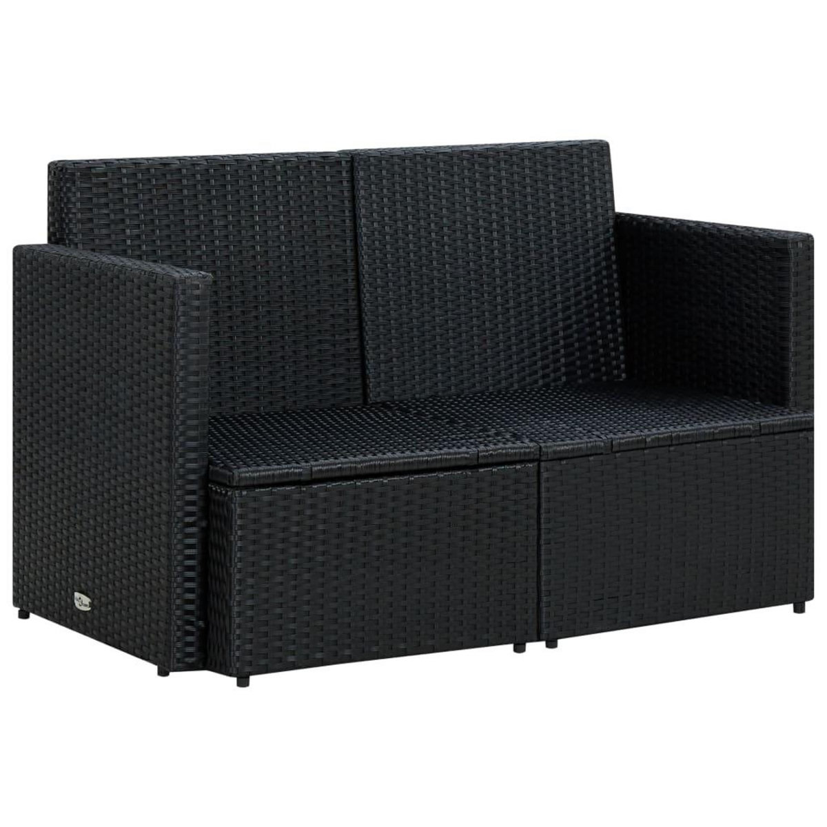 VIDAXL Canape de jardin a 2 places avec coussins Noir Resine tressee