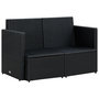 Voir la diapositive 5 : VIDAXL Canape de jardin a 2 places avec coussins Noir Resine tressee