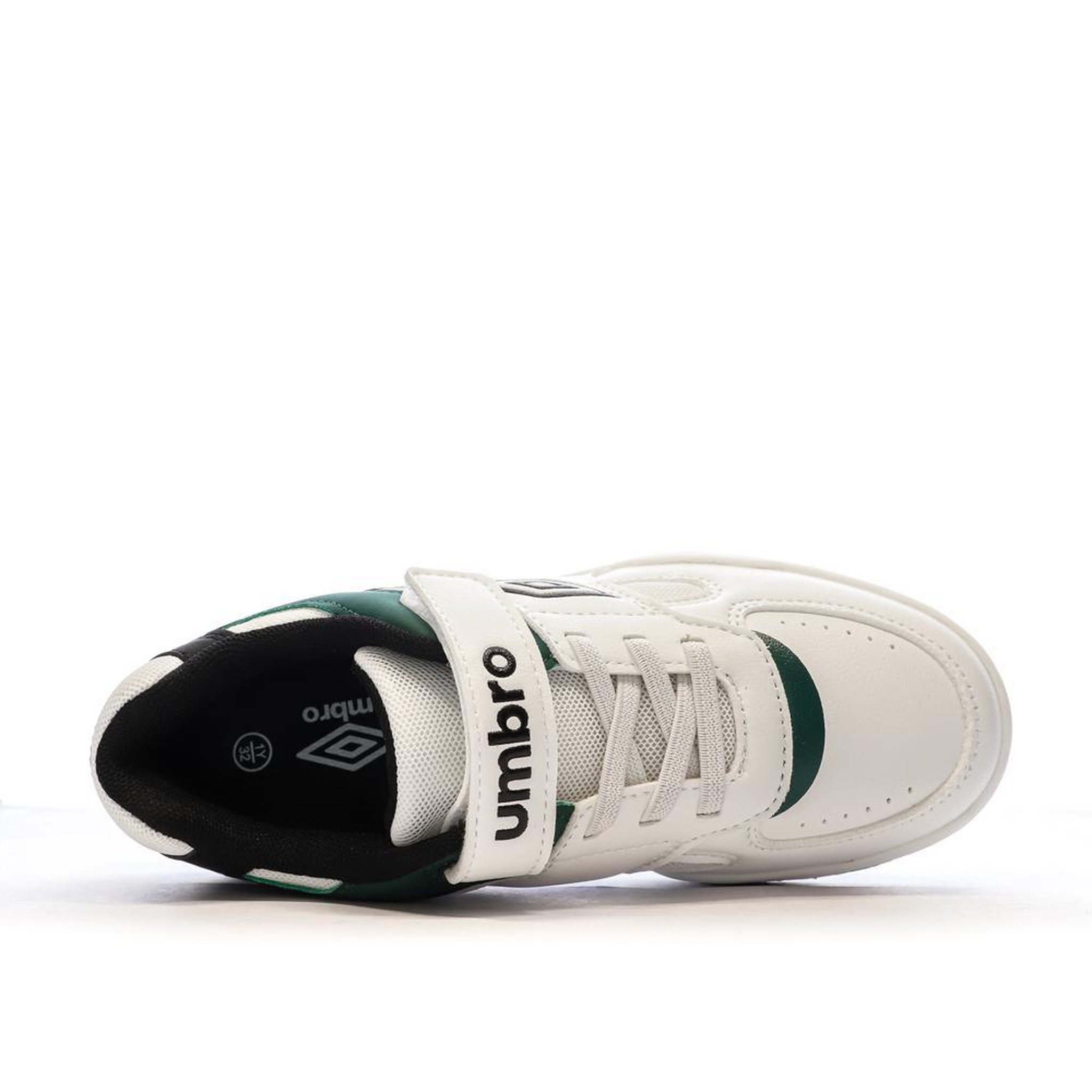 Voir la diapositive 4 : UMBRO Baskets Blanches/Noires/Vert Garçon Umbro Travys