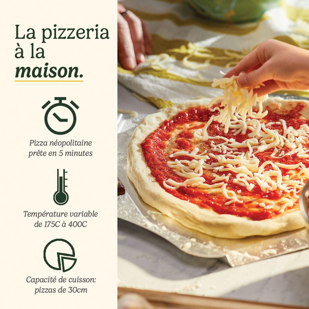 Cuisinart Four à pizza électrique CPZ120E inox pizza 32 cm, cuisson de 175 à 400°C