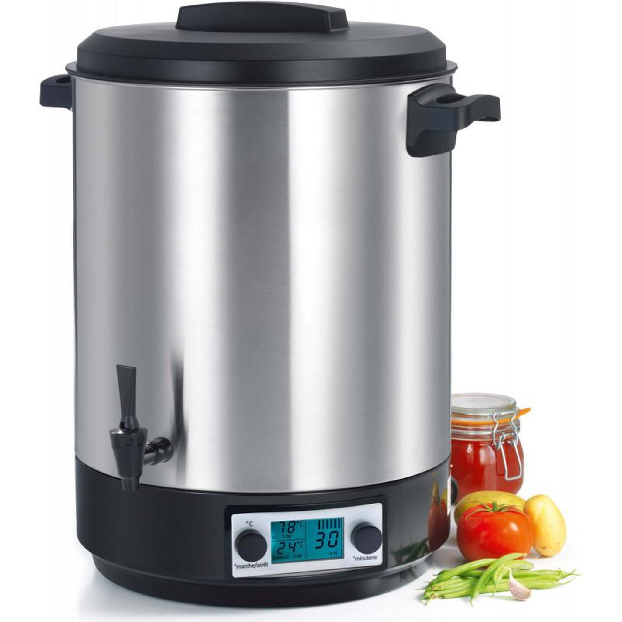 Voir la diapositive 2 : Kitchen chef Stérilisateur de bocaux électrique cuve inox avec écran lcd robinet et minuteur 45l 2500w - kcpst45xxl.lcd