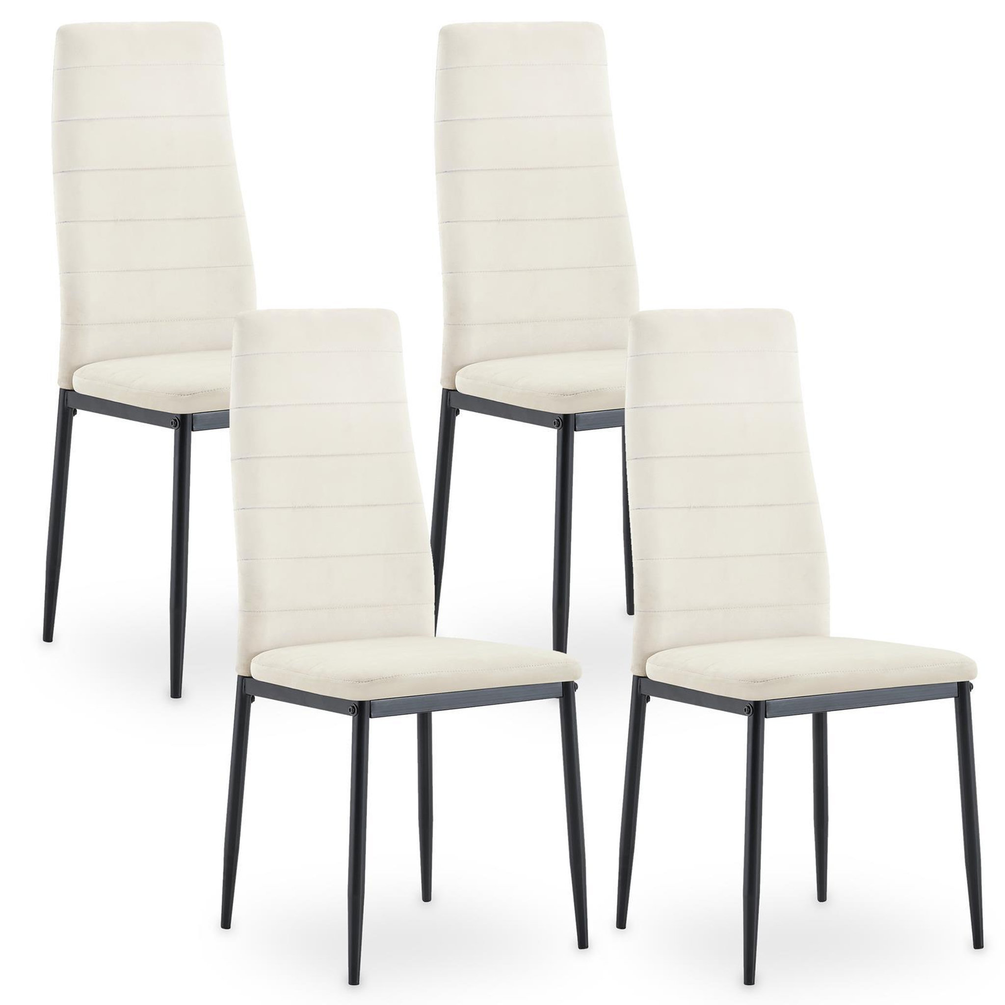 Voir la diapositive 1 : IDIMEX Lot de 4 chaises LEDRO de salle à manger en velours