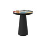 Voir la diapositive 2 : MAISON PAVANE Table d'appoint ronde en métal noir et multicolore D40,5 cm-Cheyenne