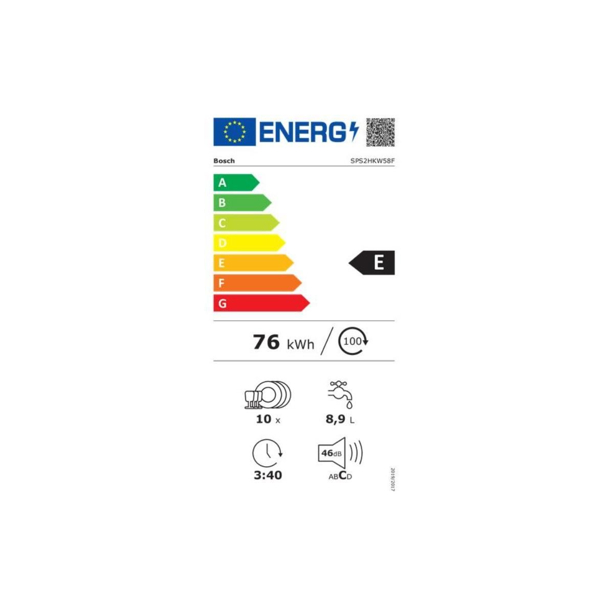 BOSCH Lave-vaisselle 45cm 10 couverts 46db - SPS2HKW58F