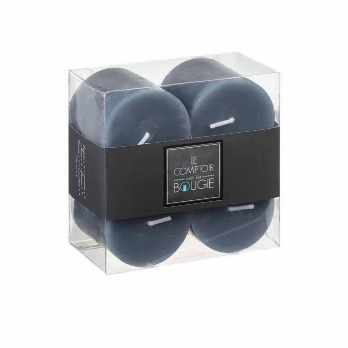 COMPTOIR DE LA BOUGIE Lot de 4 Bougies Votives  Rustic  4,5cm Gris