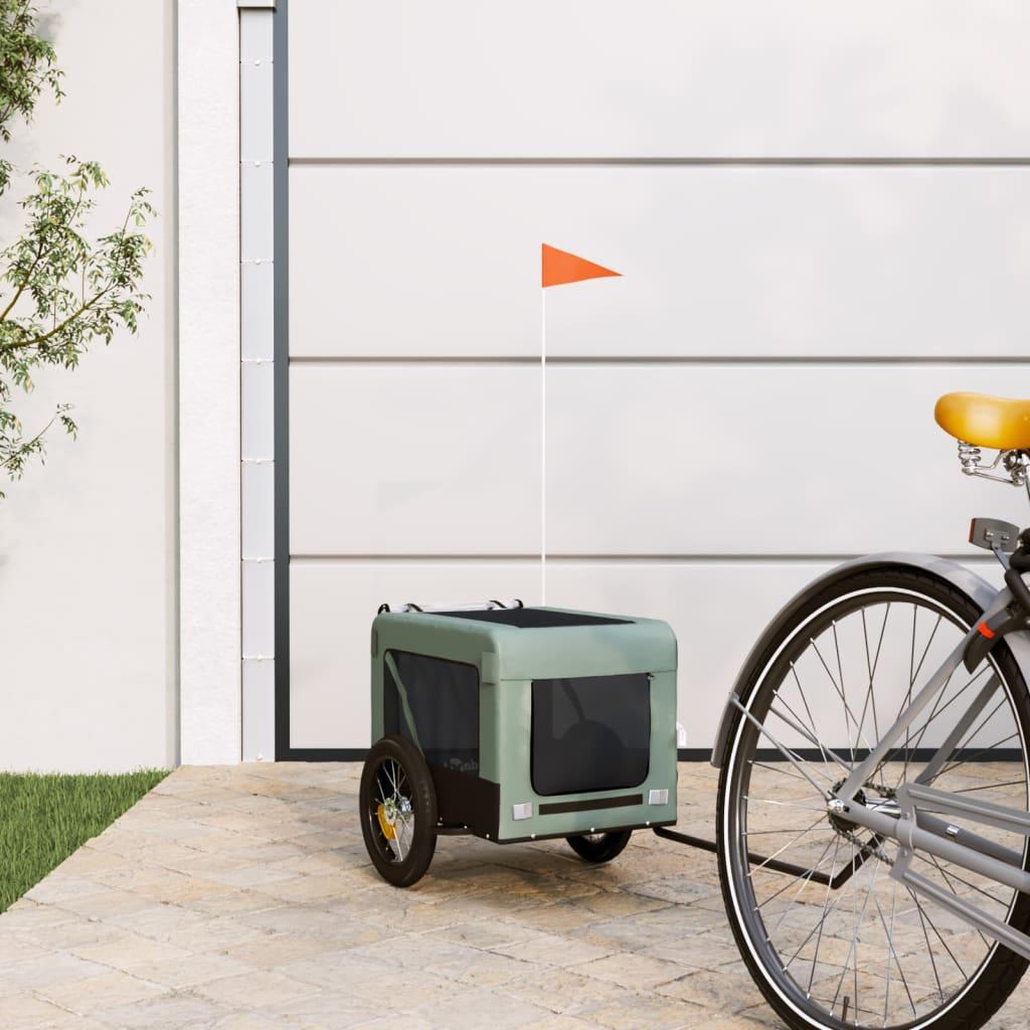 VIDAXL Remorque de velo pour animaux de compagnie gris et noir